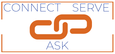 a close-up of a H7 logo, connect, serve, and ask